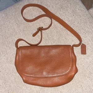 Vintage brown leather over the shoulder coach purse